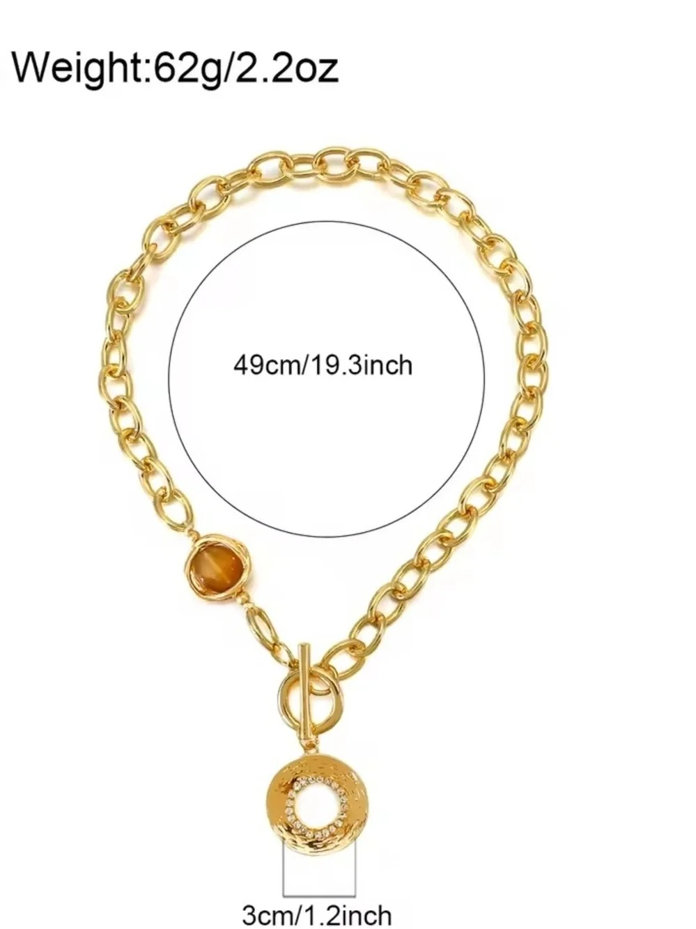 Gold-Tone Chain Necklace with Amber Accent